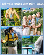 Portable, Clip-On Waist Fan - 10 Speed, Wearable, Flashlight, Powerbank