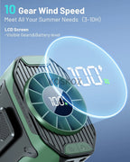 Portable, Clip-On Waist Fan - 10 Speed, Wearable, Flashlight, Powerbank